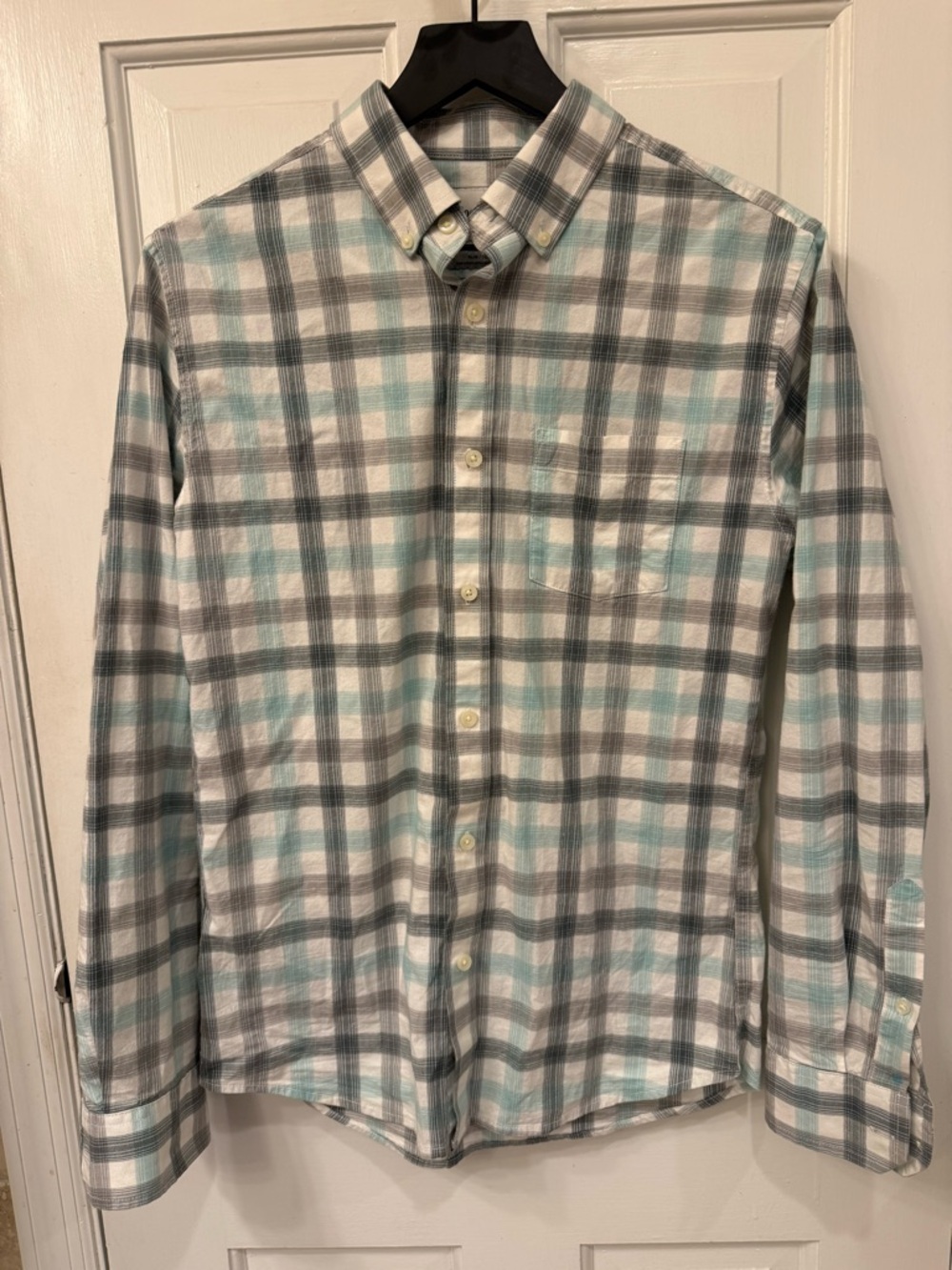 🩵 Goodfellow & Co Small Men's Plaid Button-Down Shirt - Light Blue & Gray 🩵